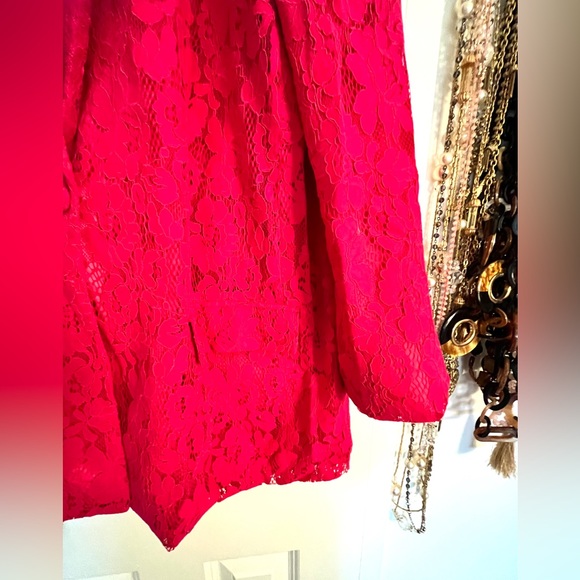🎀HOST PICK 2X🎀NWT Lace Blazer Jacket Fuchsia L Gorgeous 🎀 - Picture 10 of 12